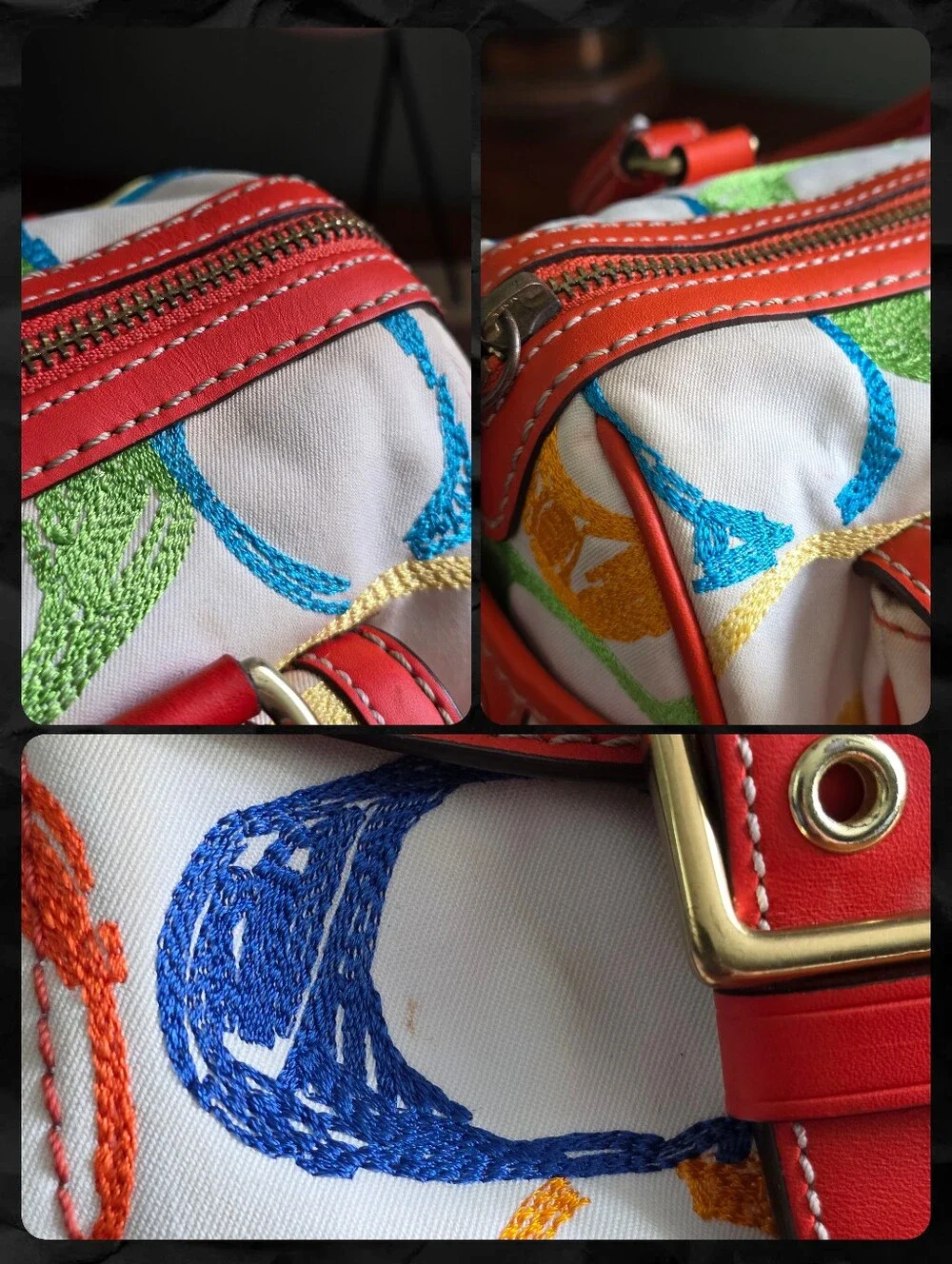 Coach 1857 Legacy Scribble Stitch Turnlock Satchel White Multicolor Bag Y2K